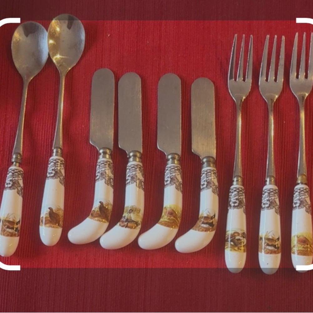 Spode White and Brown Flatware Set